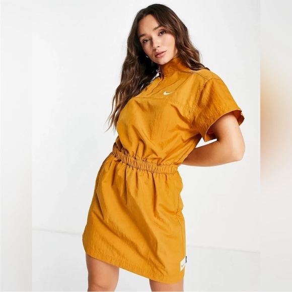 NIKE Desert Ochre Sportswear Swoosh Woven Dress NWT - Picture 3 of 16